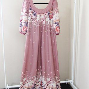 VINTAGE Boho Floral Maxi Dress Mumu Tunic